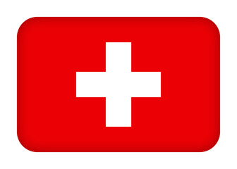 Obraz premium Switzerland flag with round corners. 3d illustration button flag of Switzerland transparation png