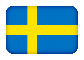 Sweden flag with round corners. 3d illustration button flag of Sweden transparation png