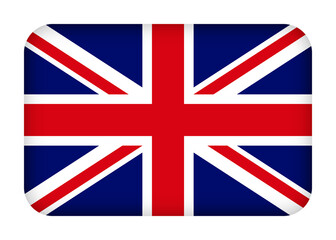 UK flag with round corners. 3d illustration button flag of United Kingdom of Great Britain transparation png