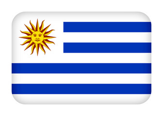 Fototapeta premium Uruguay flag with round corners. 3d illustration button flag of Uruguay transparation png