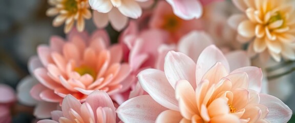 Fototapeta premium Intricate floral background, pastel hues, soft focus, delicate petals, vibrant, floral background