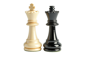 Chess kings white and dark on transparent background