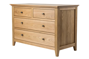 Light Oak Finish Dresser with Four Drawers for Clothing Organization.