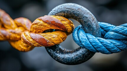 Two ropes are tied together in a knot