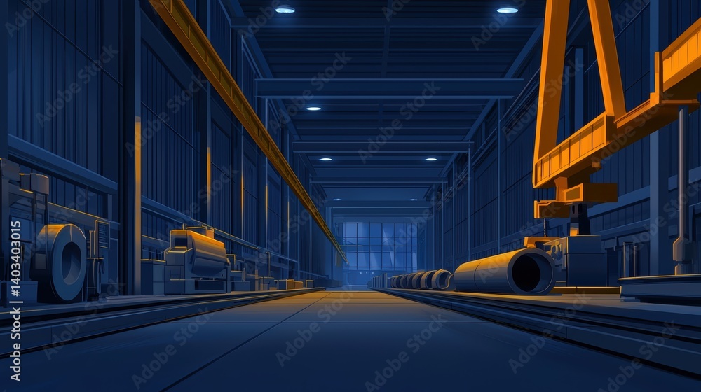 Poster smart shipbuilding bay with ai-driven cranes lifting modular ship sections, while robotic welders an