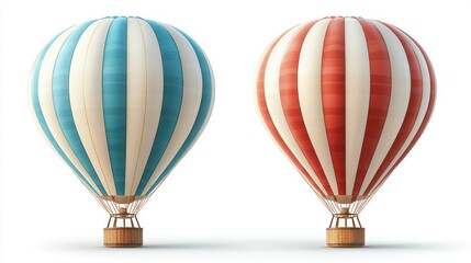 Naklejka premium Two Classic Striped Hot Air Balloons