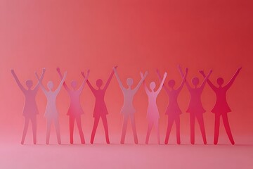 Fototapeta premium Empowered Women Teamwork Silhouette Cutouts Celebration