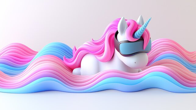 Virtual Reality Unicorn in a Candyland Wave