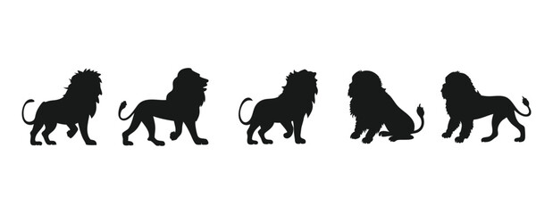 Premium Lion Silhouettes Distinct Wild Cat Poses for Creative Projects
