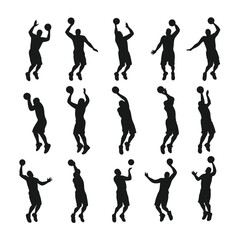 silhouettes of people, Premium Basketball Silhouette Collection  Distinct Athletic Action Poses