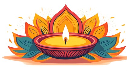 Vibrant Diya Light with Artistic Floral Design for Festivals and Celebrations in Vibrant Colors