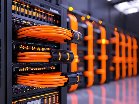 Server Room Cables Close-up