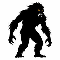 Silhouette vector art illustration of a Bigfoot