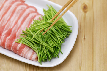 white water snowflake stems and pork belly shabu-shabu