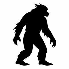Silhouette vector art illustration of a Bigfoot