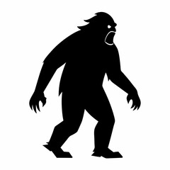 Silhouette vector art illustration of a Bigfoot