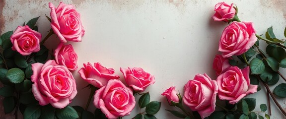 Faded pink roses frame a distressed, textured background, pink flowers, pattern, crackled