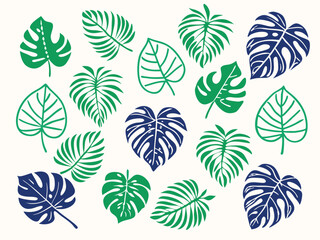 seamless pattern with green leaves, Premium Tropical Leaves Illustration Collection &ndash; Botanical Art