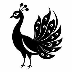 Elegant Peacock Silhouette Vector Art