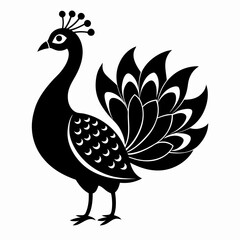 Elegant Peacock Silhouette Vector Art