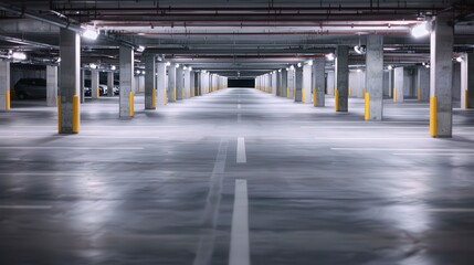 Naklejka premium Empty Modern Parking Garage Interior