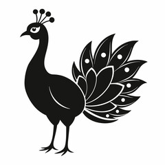 Elegant Peacock Silhouette Vector Art