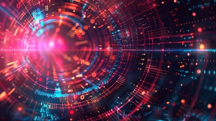 Obraz premium Futuristic abstract circular digital technology network connection texture background