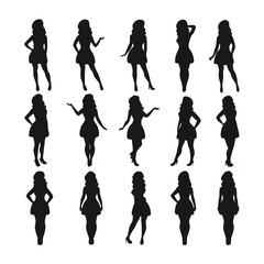 Obraz premium Versatile Black Silhouette Poses for Creative Design Projects, Premium Black Silhouette Figures for Modern Graphic Design