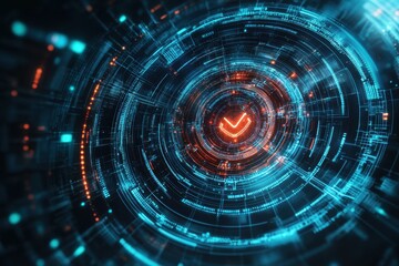 Obraz premium A digital depiction of data processing and security check verification