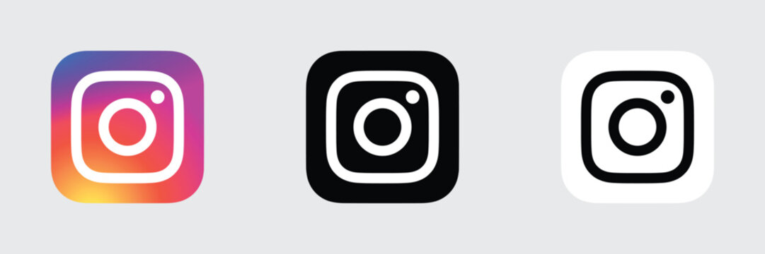 Instagram Square Logo Icon Set Bundle, IG App Vector, Editable SVG & PNG, Transparent Background, Premium Social Media Design for Digital Download