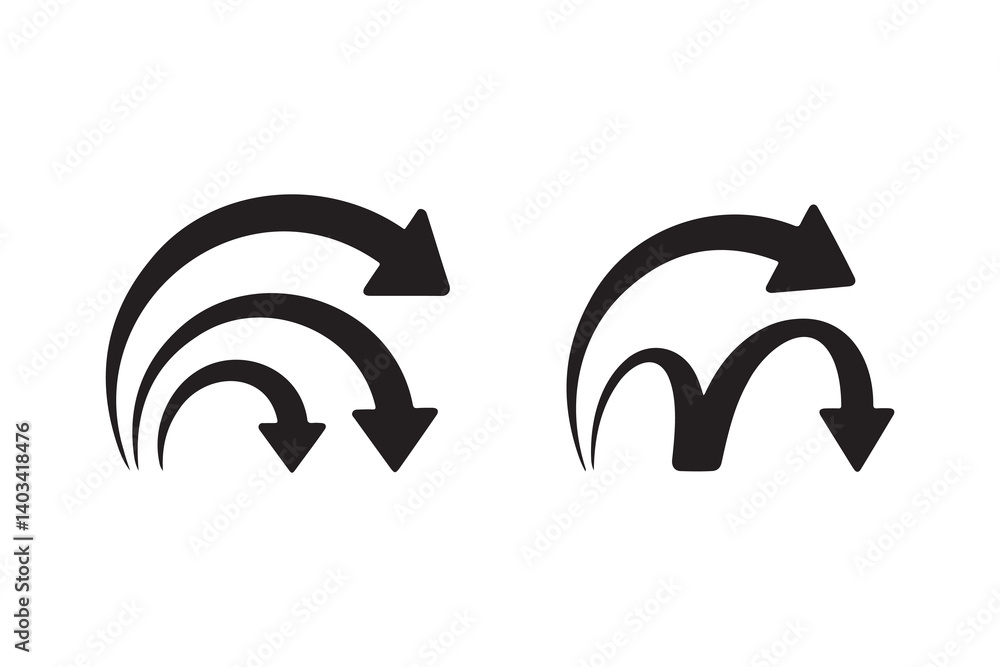 Poster two sets of curved arrows illustrating dynamic movement.