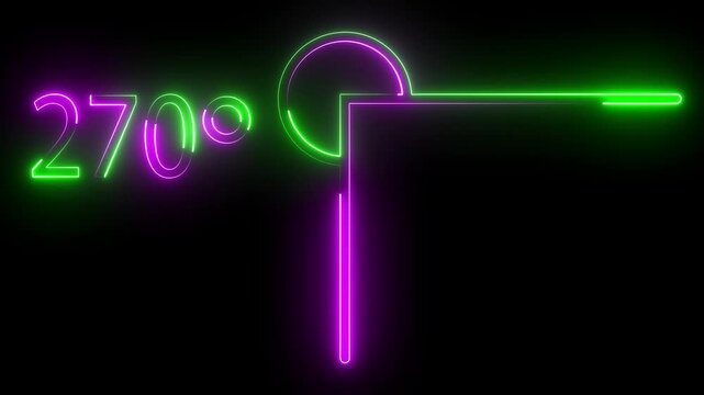 A neon icon arcs fluidly to 270 degrees, glowing with electric blues and purples. It spins gracefully, forming a bold three-quarter circle with radiant motion.