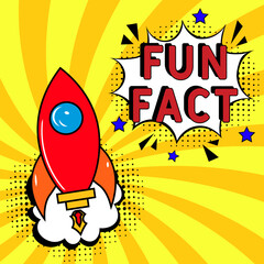 Fun fact. Comic book explosion with text Fun fact. Banner for business, marketing and advertising. Social Media banner. Vector bright cartoon illustration in retro pop art style. Creative poster.