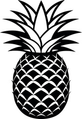 Fototapeta premium Stylized black and white pineapple illustration with sharp leaves and scales vector silhouette line art Generative AI
