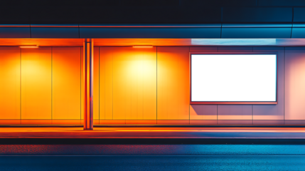 A Roadside Banner Display With Empty PNG Frame for Adding Your Own Logo, Text, or Advertisement in a Clean and Easy Way