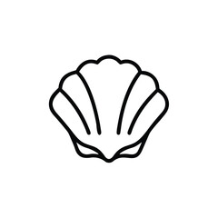 Seashell Line Art Icon Vector Illustration Isolated On White Background