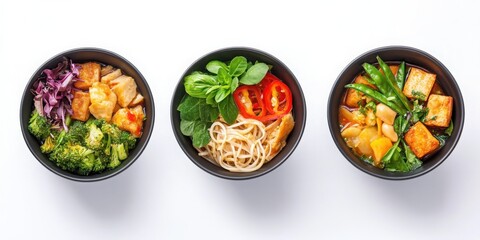 Thai curry bowl bundle isolated with white background