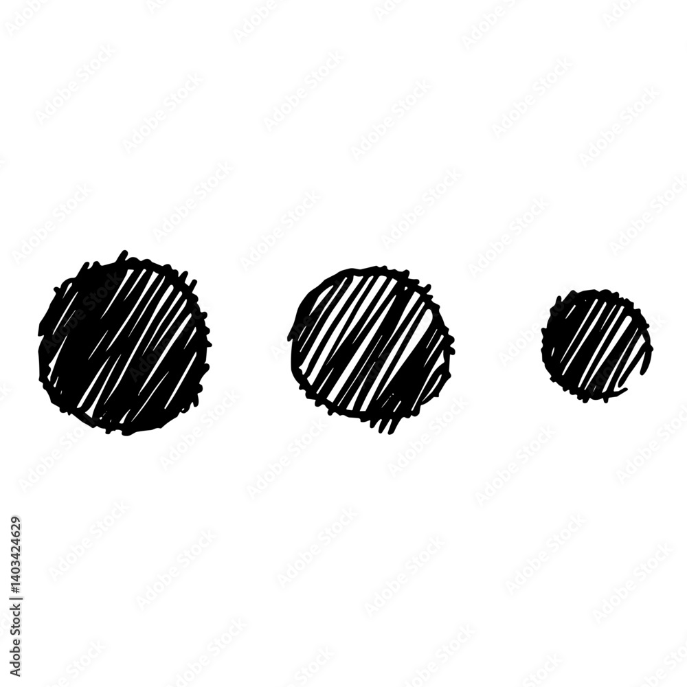Aufkleber three scribbled circles – concept of loading status sketch or marker tool