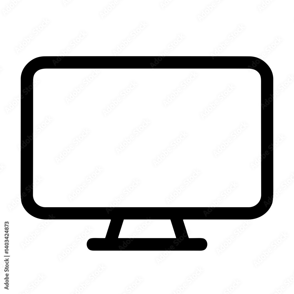 Poster flat screen monitor icon in a bold minimalist style representing modern computer display