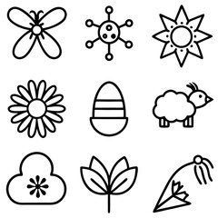 Set of  Minimalistic Spring Symbols - Simple Vector Icons