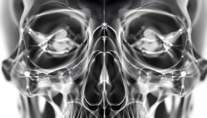 X-ray Image of Human Skull with Dramatic Lighting and Detail