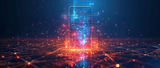 A sleek phone offering a digital setting for words usage that employs robot intelligence and the notion of seeking info and space, Generative AI.