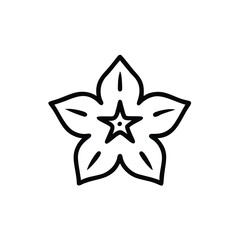 Carambola Starfruit Outline Icon Simple Exotic Fruit Vector Illustration