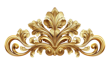 Elegant gold ornate filigree design regal baroque style intricate leaf details rich golden tones