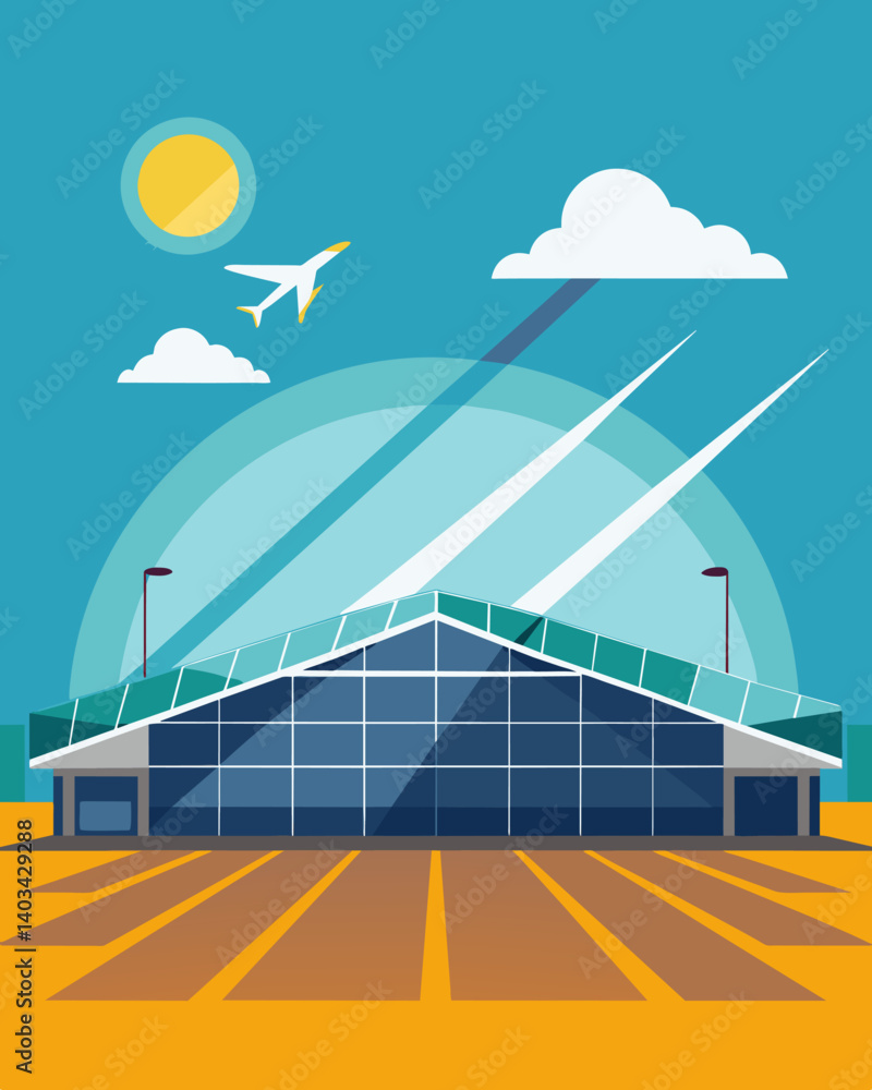 Poster from a distance the airport hangars appear to be covered in a shimmering sheet but upon closer look 