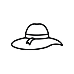 Elegant Summer Hat With Ribbon Outline Drawing For Fashion Accessory Illustrations