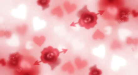 Romantic pink heart bokeh background with soft blurred glowing lights perfect for valentines day love themed designs
