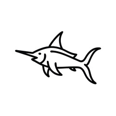 Swordfish Outline Illustration Vector Artwork Aquatic Sea Life Marine Icon