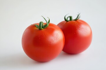 Two vibrant red tomatoes