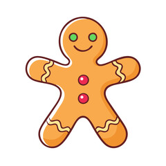Gingerbread man christmas cookie vector illustration for holiday season baking and treats